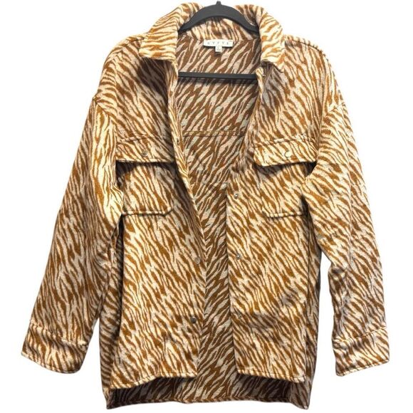 Zebra Print Snap Down Long Sleeve Shacket Size Large New with Tags - Picture 8 of 9